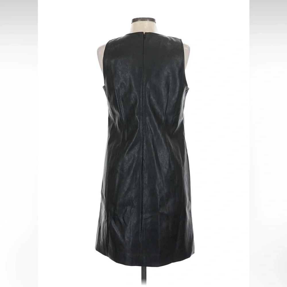 NWT! J. Crew Black Faux-Leather Sleeveless Shift Dress. Size 10.